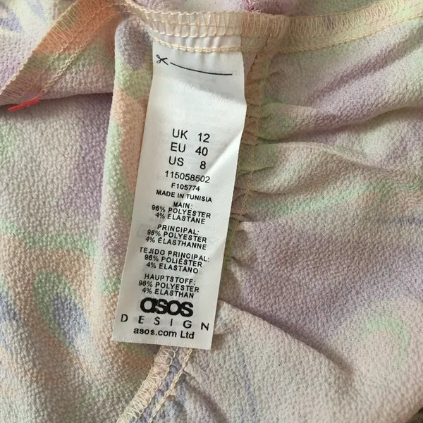 New without tag ASOS elasticated sleeve tie neck mini dress in pink floral print - Image 8