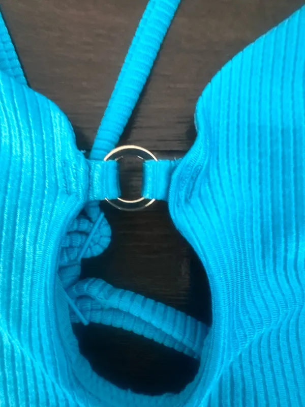 Aerie Blue Shine Ribbed One-Piece Swimsuit - Image 2