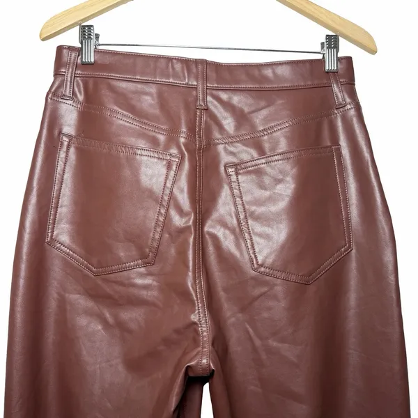 Abercrombie Curve Love The 90s Straight Faux Leather Pants 31 12 Brown High Rise - Image 6