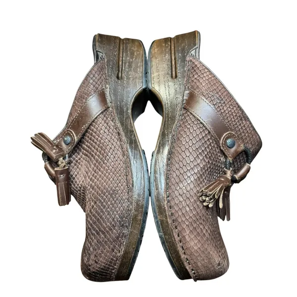 Dansko Clogs Shoes Womens Size 9.5 EU 40 Brown Leather‎ Tassel Slip On Comfort - Image 6