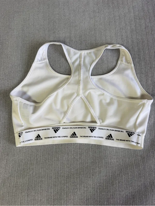 adidas White Sports Bra with Black Logo - Racerback Athletic Bra - Image 4