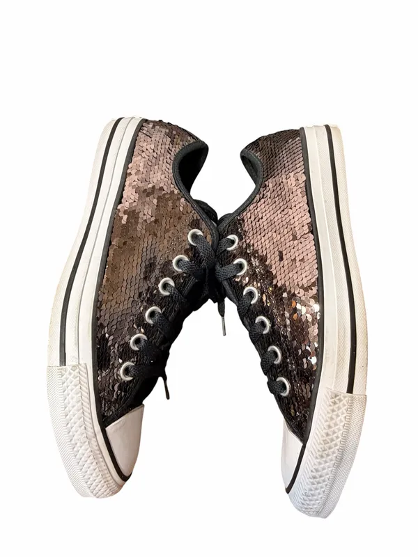 Converse Chuck Taylor All Star Sequin Sneakers Women’s 8 Gunmetal Black - Image 3