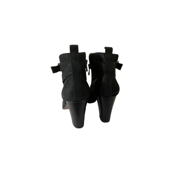 Ann Taylor Boots Black leather belted Ankle Heeled Boots Size 7.5 - Image 6