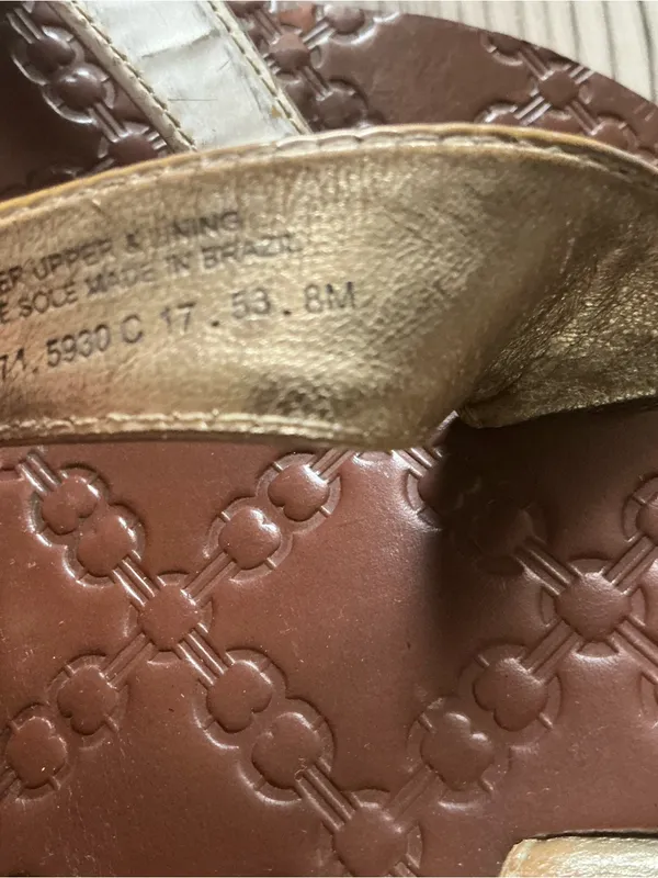 Tory Burch Thora thong sandals metallic leather strap gold logo size 8 - Image 5