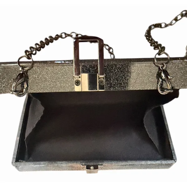 A New Day Black Pearl White Confetti Acrylic Box Clutch Chain Bag - Image 15