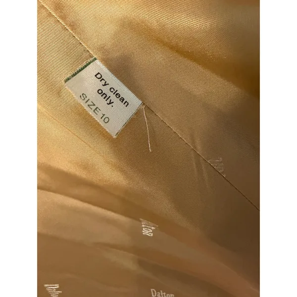 Dalton Vintage Wool Blazer Womens 10 Camel Tan Braided Trim Stand Collar Jacket - Image 2