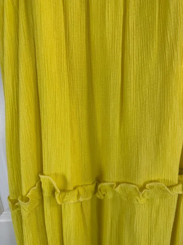Talulah Yellow Tiered Maxi Dress with Adjustable Tie Straps - Image 3