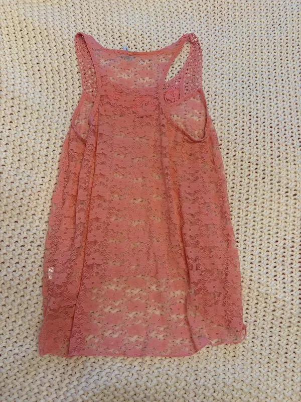 Wallflower Pink Lace Tank Top Crochet Neckline Size L - Image 5