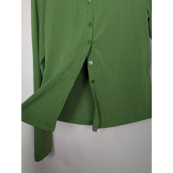 Abercrombie & Fitch slim jersey button down shirt green Small - Image 7
