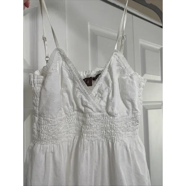 Speechless Swiss Dot Eyelet Tiered Sundress Womens Size S White Boho Cotton Y2K - Image 4