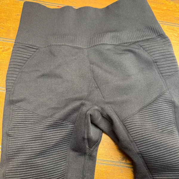 Tuff‎ Athletics Black Seamless Ribbed Moto Leggings Athleisure Workout Size S - Image 2