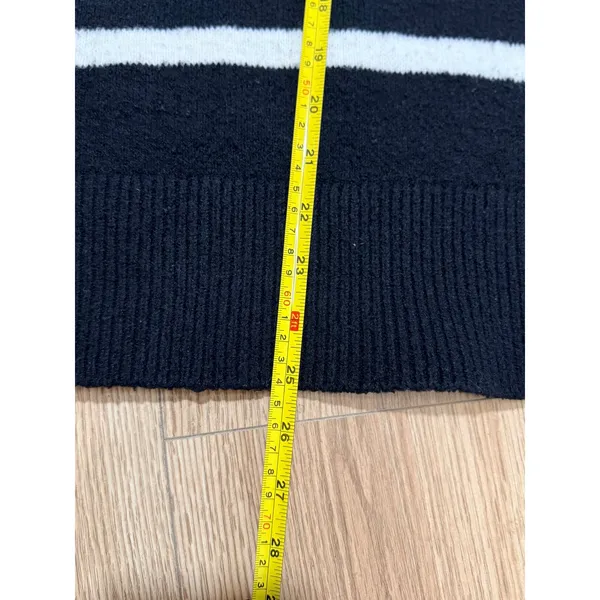 Aerie‎ Striped Polo Sweater Womens M Oversized Black White Knit V-Neck Pullover - Image 5