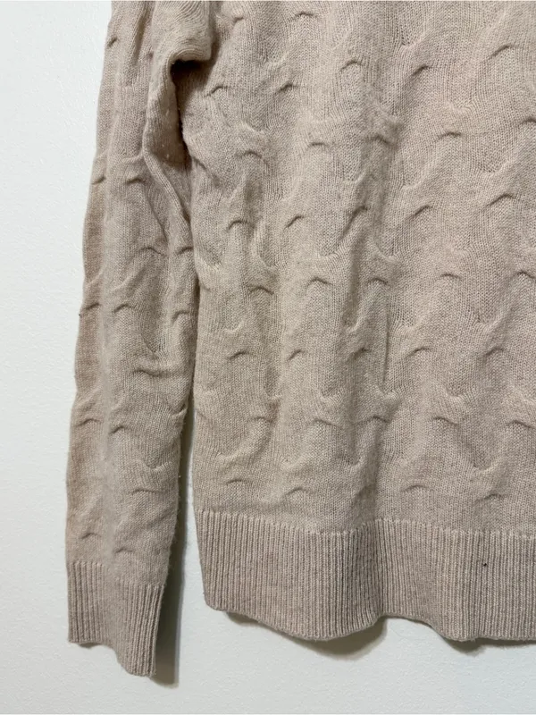 Theory Cashmere Knit Sweater Size Medium Cream Neutral Texture Design - Image 5