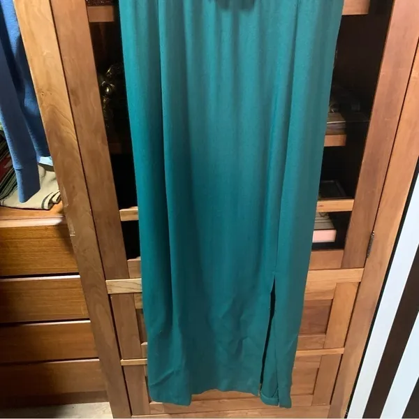 1980s Hunter Green Vintage Velvet Long Maxi Modest Dress Med/Large Woman’s 8-14 - Image 7