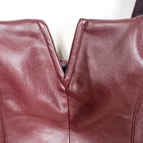 Amanda Uprichard Nia Top Faux Leather Lined Back Zipper Closure V-Wire Small - Image 8