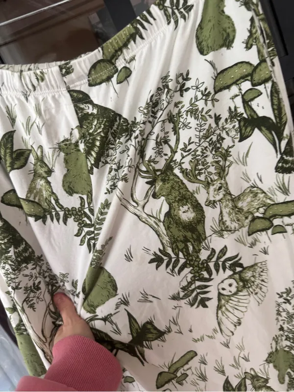 The Cat’s Pajamas Woodside Pima Knit Capri pants modal deer toile owl forest - Image 12