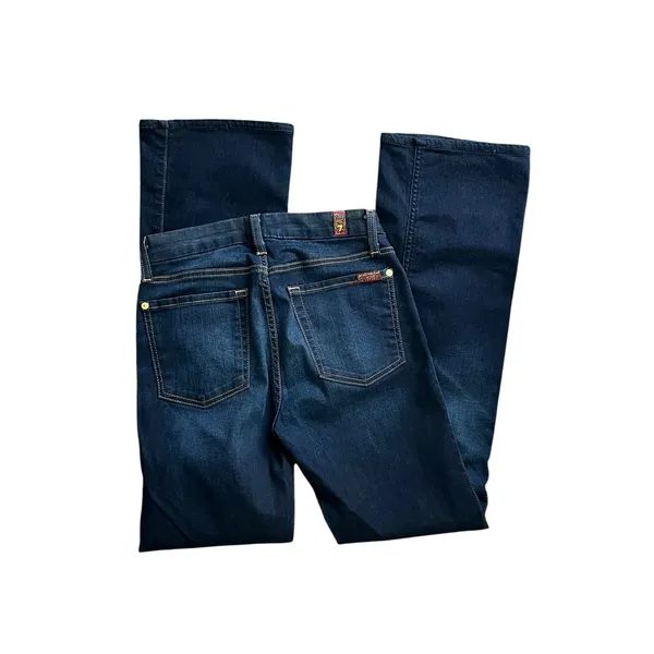 7 For All Mankind Dark Indigo Mid Rise Kimmie Boot Jeans - Image 9