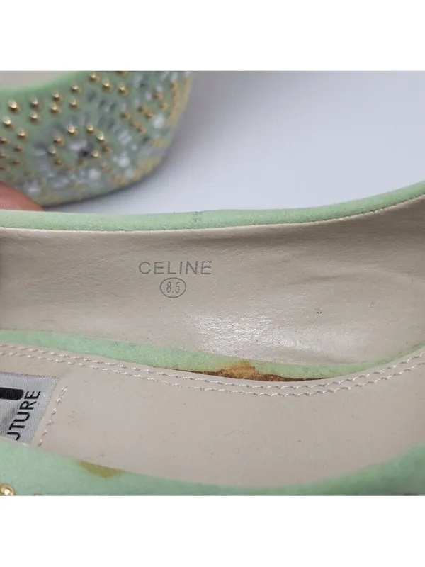 Kiss Kouture Celine Light Mint Green Peep Toe Beaded Platform Heels Size 8.5 - Image 5