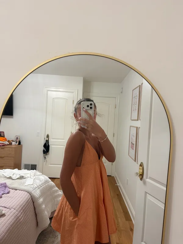 Zara orange and white striped dress - Image 2