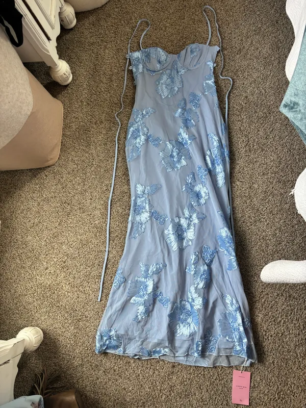 Almond Muse fitted dress Blue Size L - Image 2