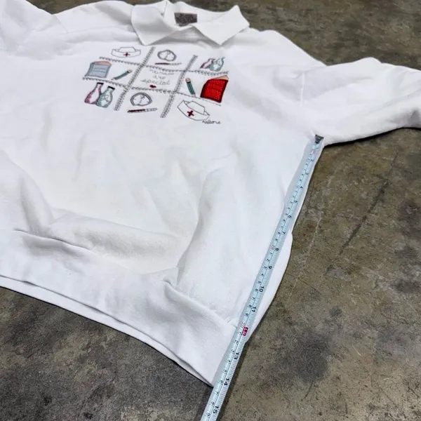 Vintage y2k grandma granny Nurse collared sweatshirt - Image 6