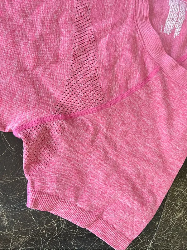 Z by Zella Seamless Mesh Vent Short Sleeve Pink Performance Athletic Crew Neck - Image 3