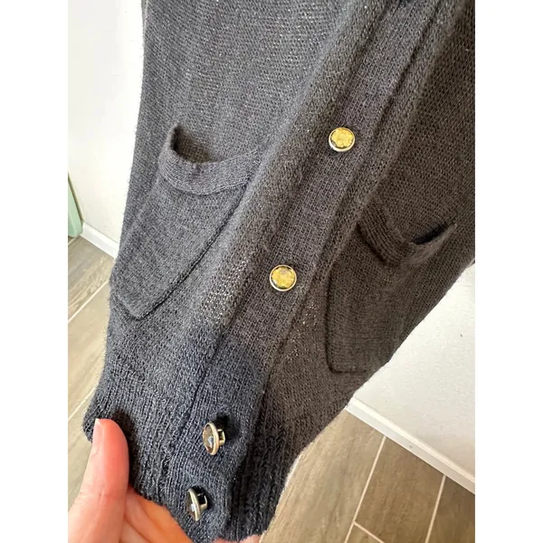 J. Crew Black Fine‎ Knit Button Front Cardigan Sweater Womens - Image 3