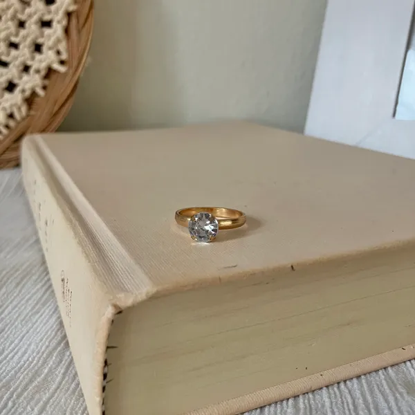 Copper Gold Solitaire Fashion Jewelry Ring “Eve” Neutral Minimal Stacking Simple Jewelry - Image 4