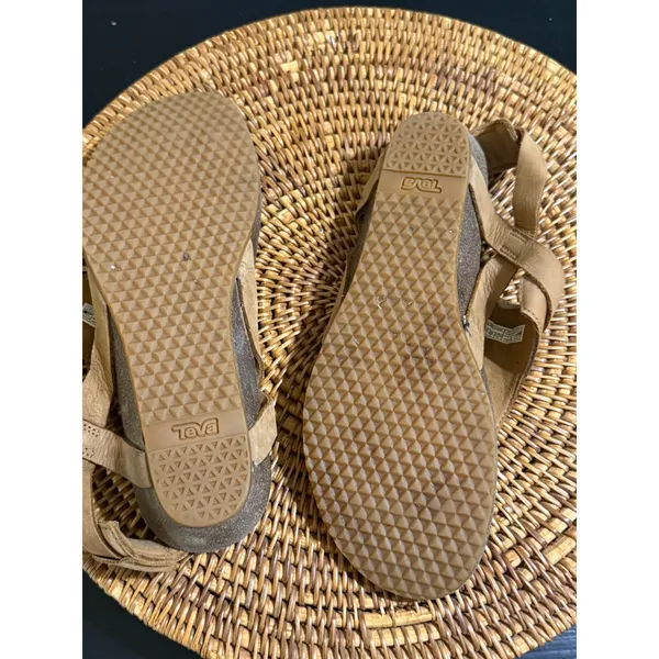 Teva Voya Infinity Leather Thong Sandals Tan Brown Womens 10 1116685 - Image 5