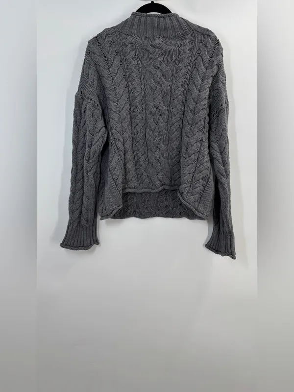 J.Crew 2025 Rollneck Cable Knit Sweater Heather Carbon Gray - Image 6