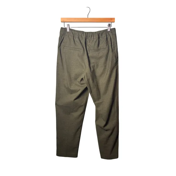 LOFT Womens Tapered Pants S Olive Green Pleated Elastic Back Dark Academia Pants - Image 3