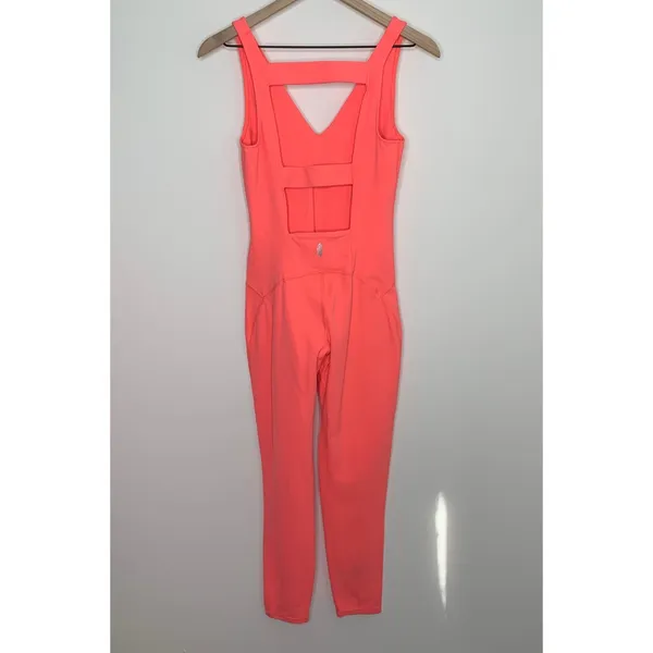 FP Movement Never better Strappy Back Jumpsuit Neon Coral Womens Small - Image 4