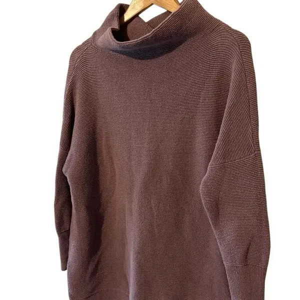 Free People Ottoman Slouchy Tunic Size Small oversized sweater ribbed knit mock - Image 5