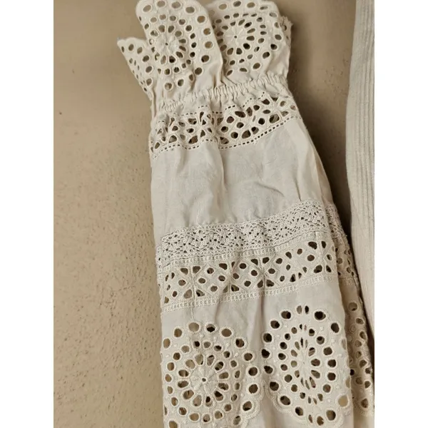 J Crew Womens Vintage Rib Ruffle Trim Eyelet Top Small - Image 3