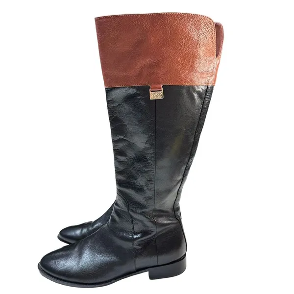 COLE HAAN Womens Knee High Fashion‎ Boots Black Brown Leather Riding Size 6.5M - Image 3