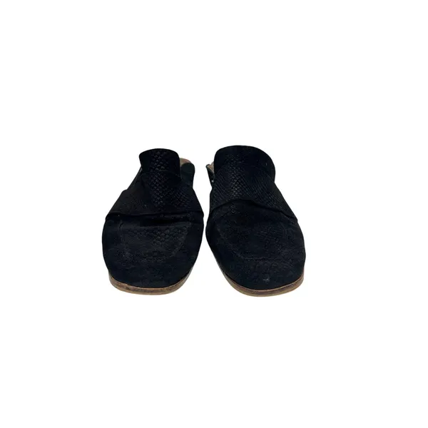 Free People At Ease Black Embossed Suede Loafer Mules 39.6 - Image 3