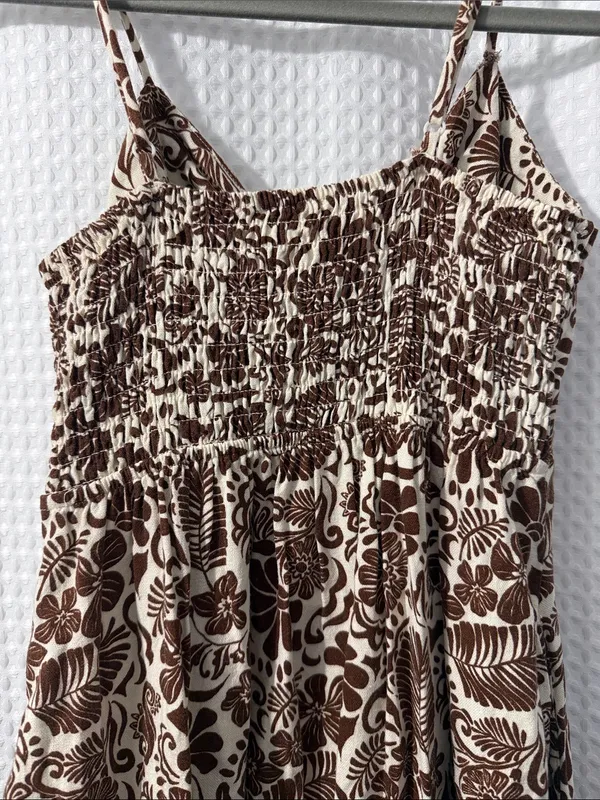 Monteau Los Angeles Floral Tiered Linen Blend Maxi Dress with Pockets Size S - Image 4