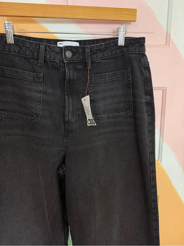NWT ASOS Tall High Waist Wide Leg Jeans Front Patch Pockets Sz 32 🧡🍄 - Image 7