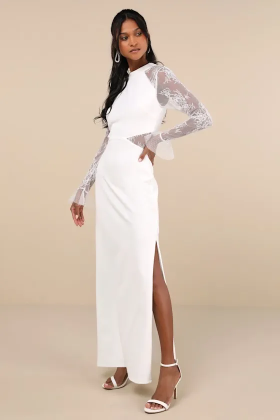 Lulus White Lace Dress Maxi - Image 3