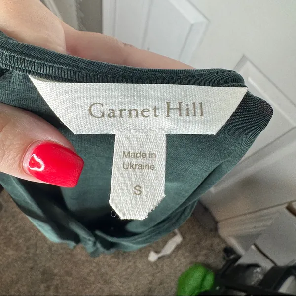 GARNET HILL‎ Aria Cuprio Knit Dress Emerald Green Size Small Pockets Knee Length - Image 4