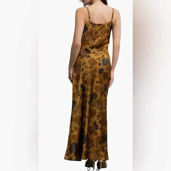 Blu Pepper Gold Floral Satin Slipdress - Image 2