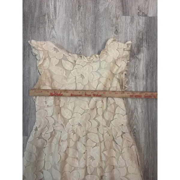 Tulle Womens Cream Floral Lace Ruffle Sleeveless Mini Dress Size‎ Large - Image 2