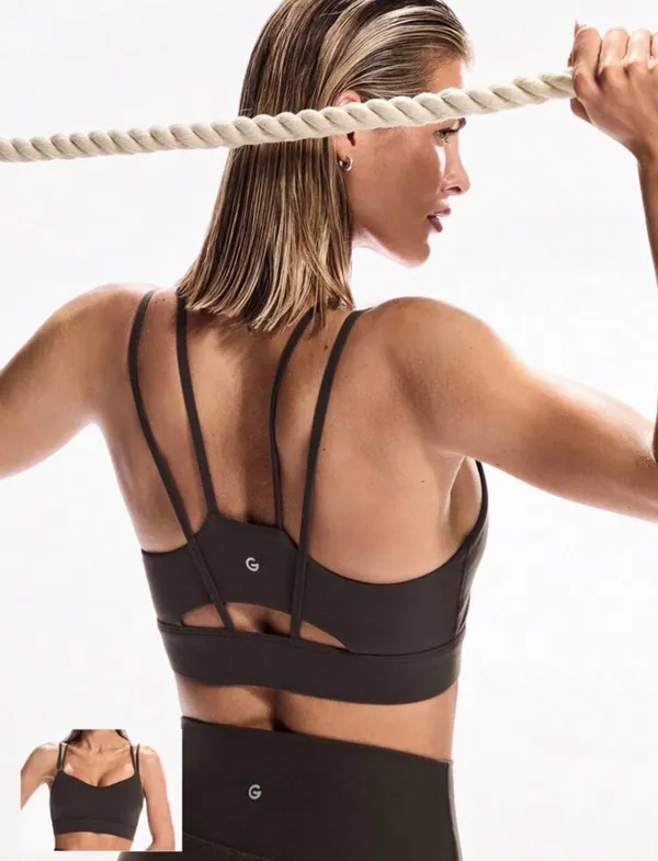 SheIn Glowmode FeatherFit Double-Strap Heart-Shaped Neck Sports Bra Low Impact Yoga - Image 5