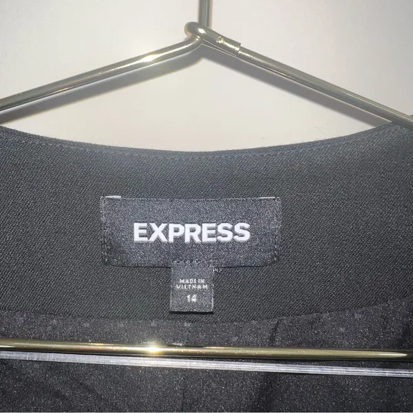 Express Black Cropped Open Front Blazer Size‎ 14 3/4 Sleeve Career Work - Image 4