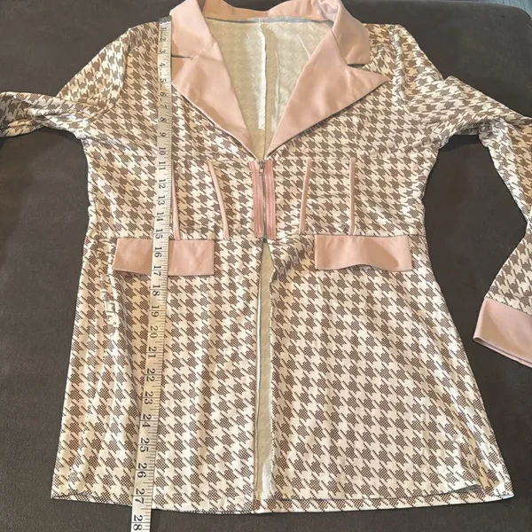Long Sleeve 2 Piece Houndstooth BodyCon Pantsuit Jacket & Pants Set *Size L READ - Image 6