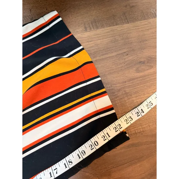 Zara Trafaluc Striped Wide Leg Culotte Pants Orange Black Yellow Size Medium - Image 5