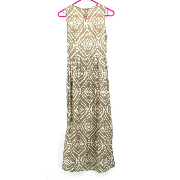 Anthropologie Size‎ 0 Sleeveless Lace Embroidered Maxi Dress Tan & White Pattern - Image 2