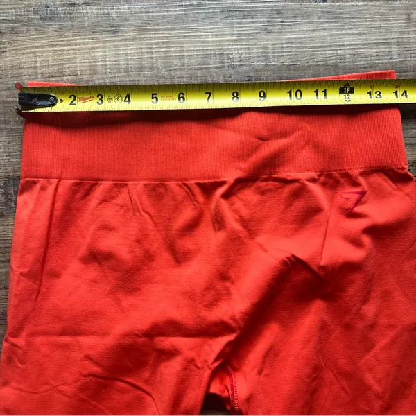 Gymshark Fit Seamless Mid Rise Activewear Leggings Red/Orange Size Medium - Image 3