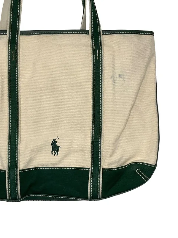 Polo Ralph Lauren Fall Bear Tote in Ecru & Juniper Womens Bag - Image 9