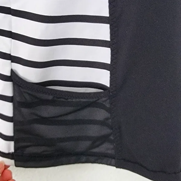 Athleta‎ Black and White Stripe Ace Racer Tank Top Mesh Details Pockets Size S - Image 7